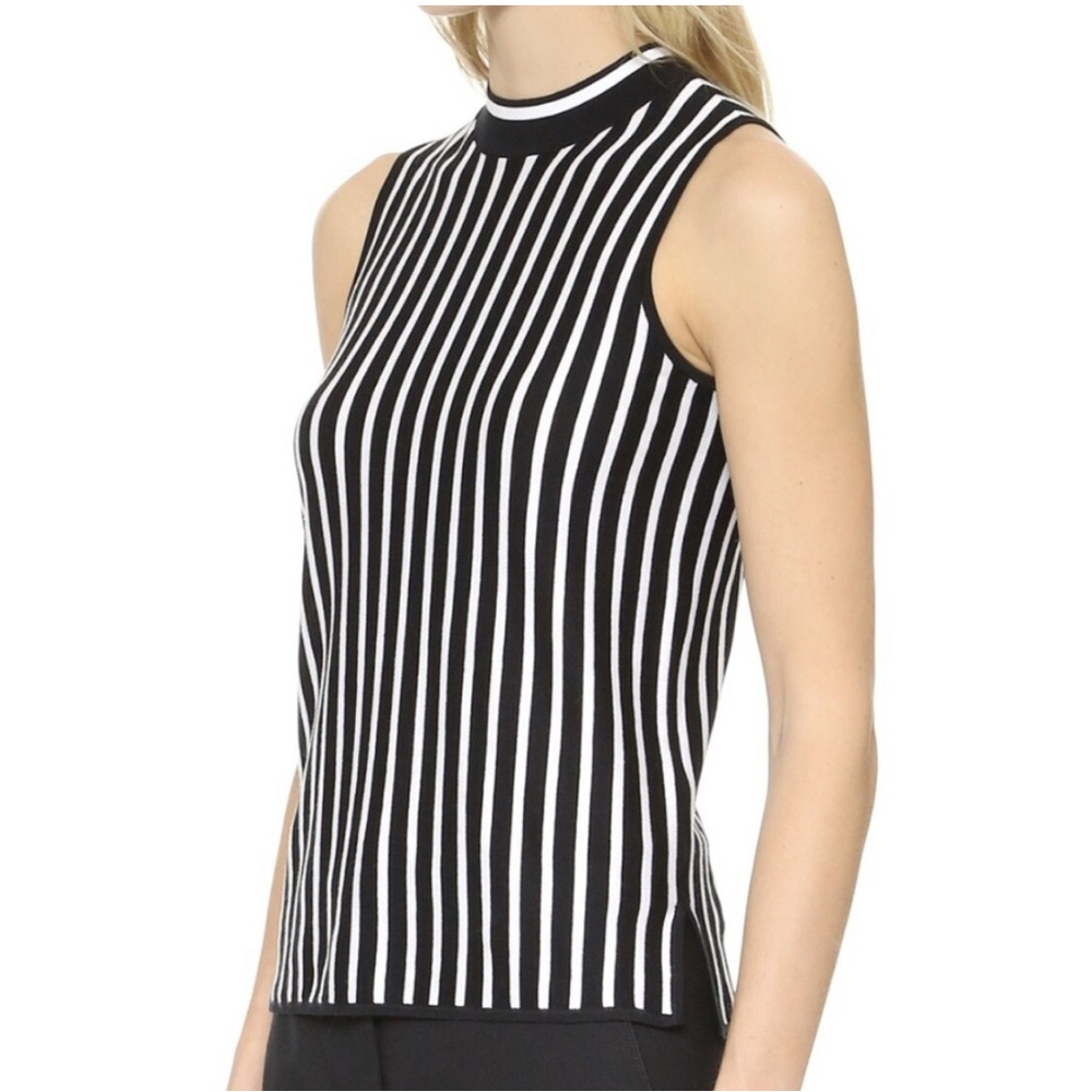Black and White Striped Sleeveless Top